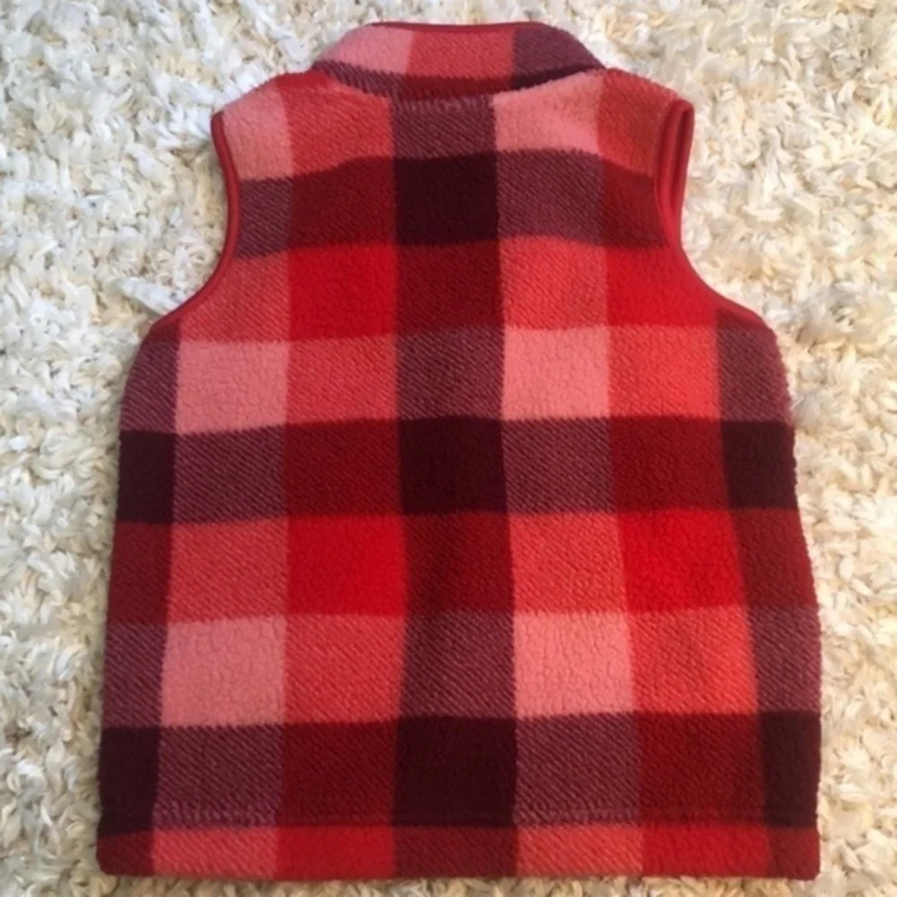 OLD NAVY | Red Plaid Fleece Collared Zip Vest - Youth Size XL (14) / Adult Small - Picture 4 of 4